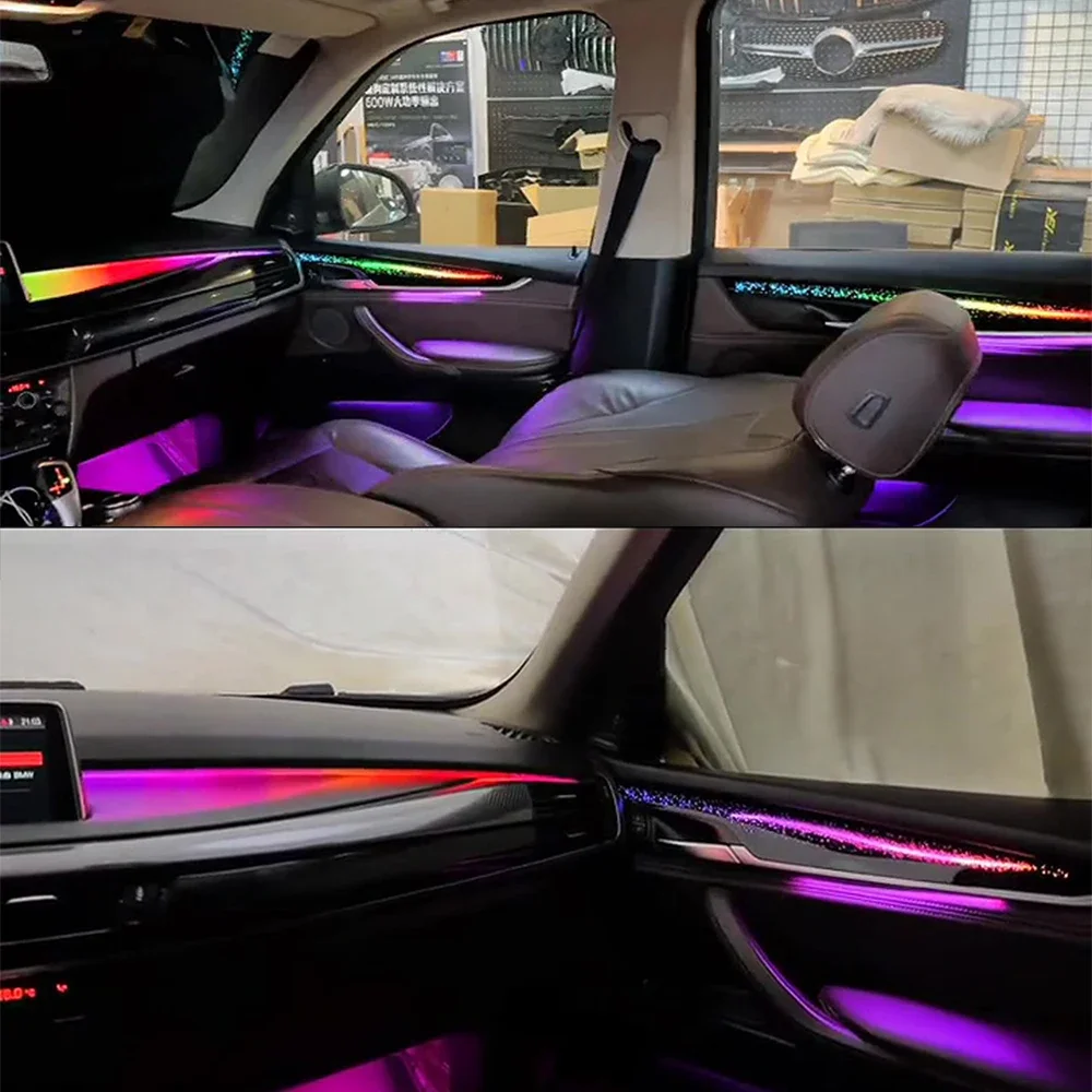 For BMW X5 X6 New Trim Panel BMW X5 New Ambient Light Replacement Piano Black RGB Luminous Decorative Panel BMW Modification