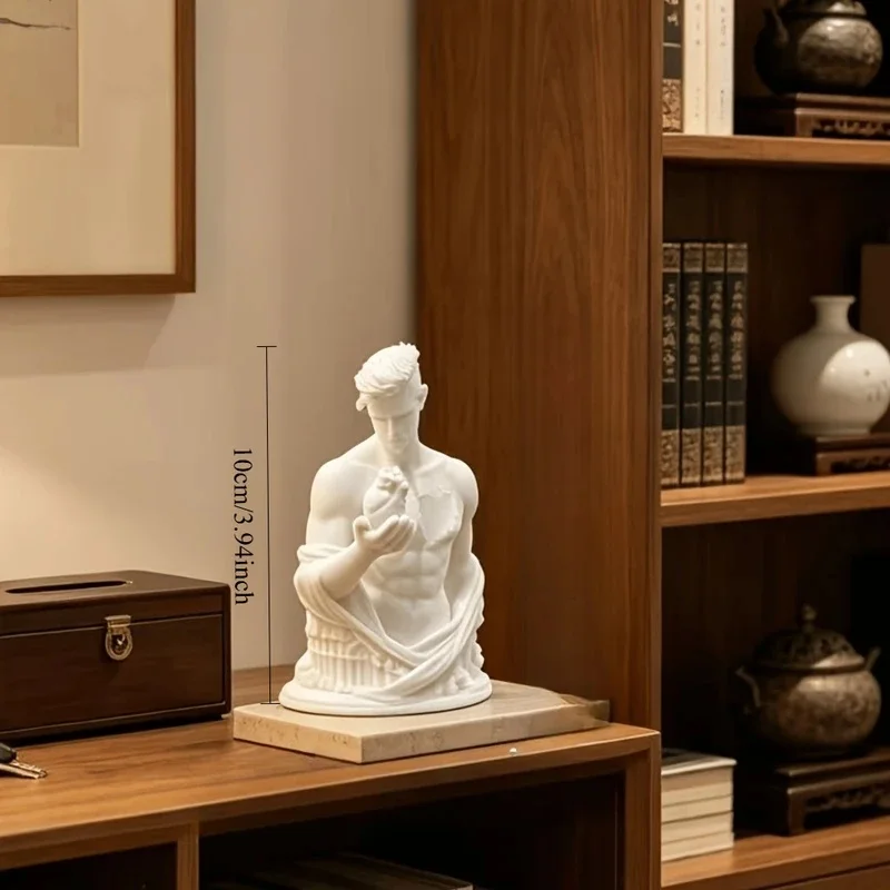 Broken Chest Male Bust Figurines 3D Printed Man Holding Anatomical Heart Sculpture Art Tabletop Decor for Home Office Desk Study - view 5