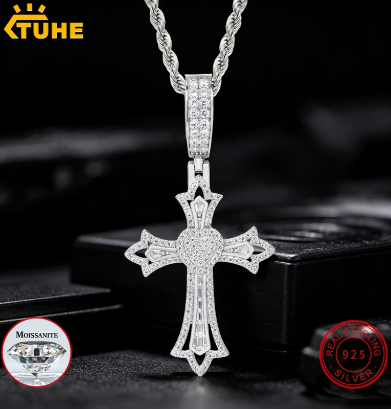 tuhe-fashion-iced-out-moissanite-heart-shaped-cross-pendant-necklace-s925-sterling-silver-for-men-women-hip-hop-jewelry-gifts