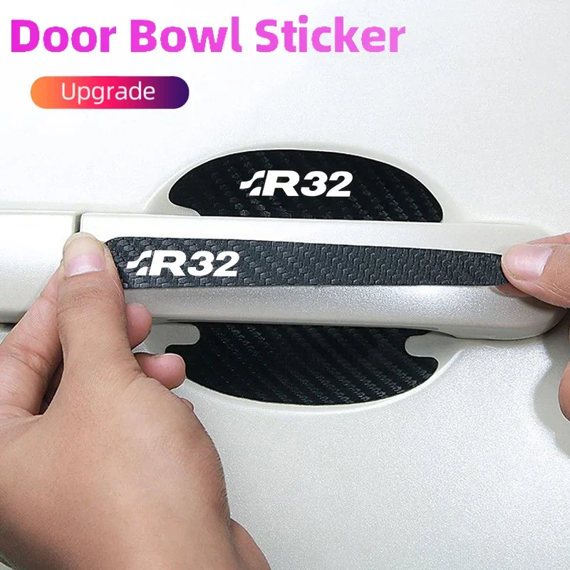 Carbon Car Sticker Door Handle Protector Film for Volkswagen R32 GOLF RLine Jetta Tiguan Passat Anti Scratches Bumper Strips