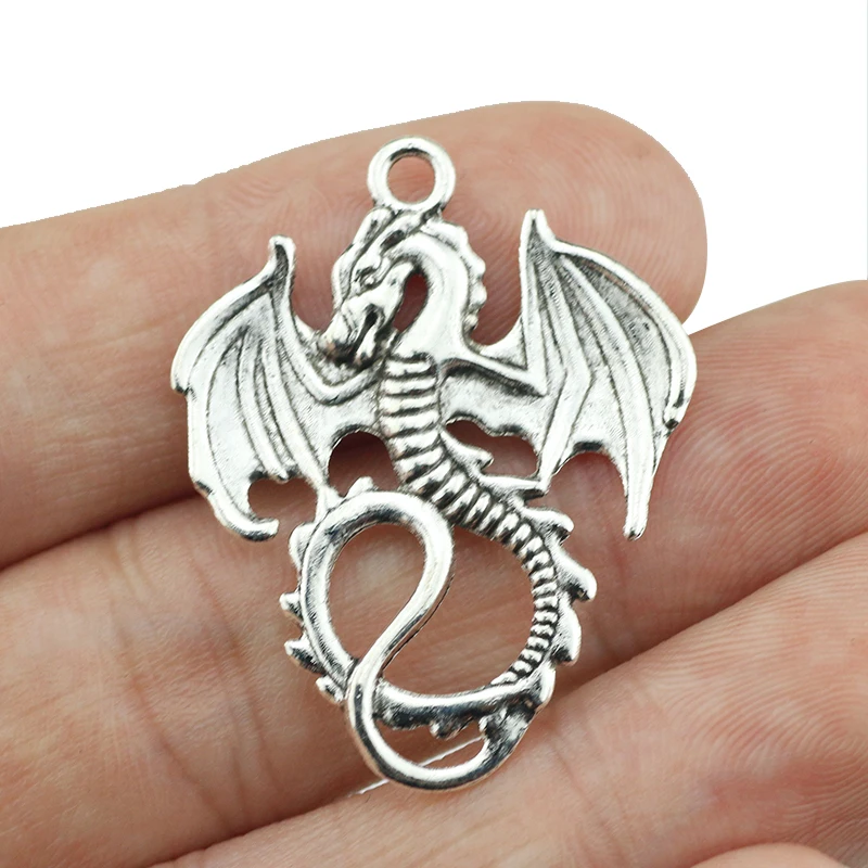 10pcs 27*35mm Dragon Charms  Vintage Animals Dragon Fly Pendant Charm For Jewelry Pendant Making Wholesale