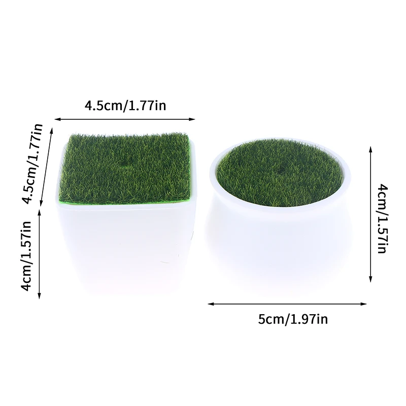 5Pcs Thickened Balcony Fake Flowers Garden Decoration Flower Pot Bonsai Ornament Flower Arrangement Device Vase With Woven Lawn
