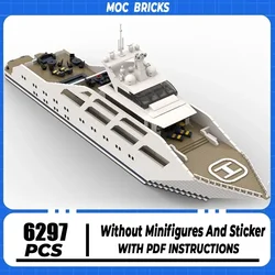 Moc Building Blocks Luxury Super Yacht in Minifigure Size Model Technology Brick DIY Assembly Series Boat Toys Boy Holiday Gifts