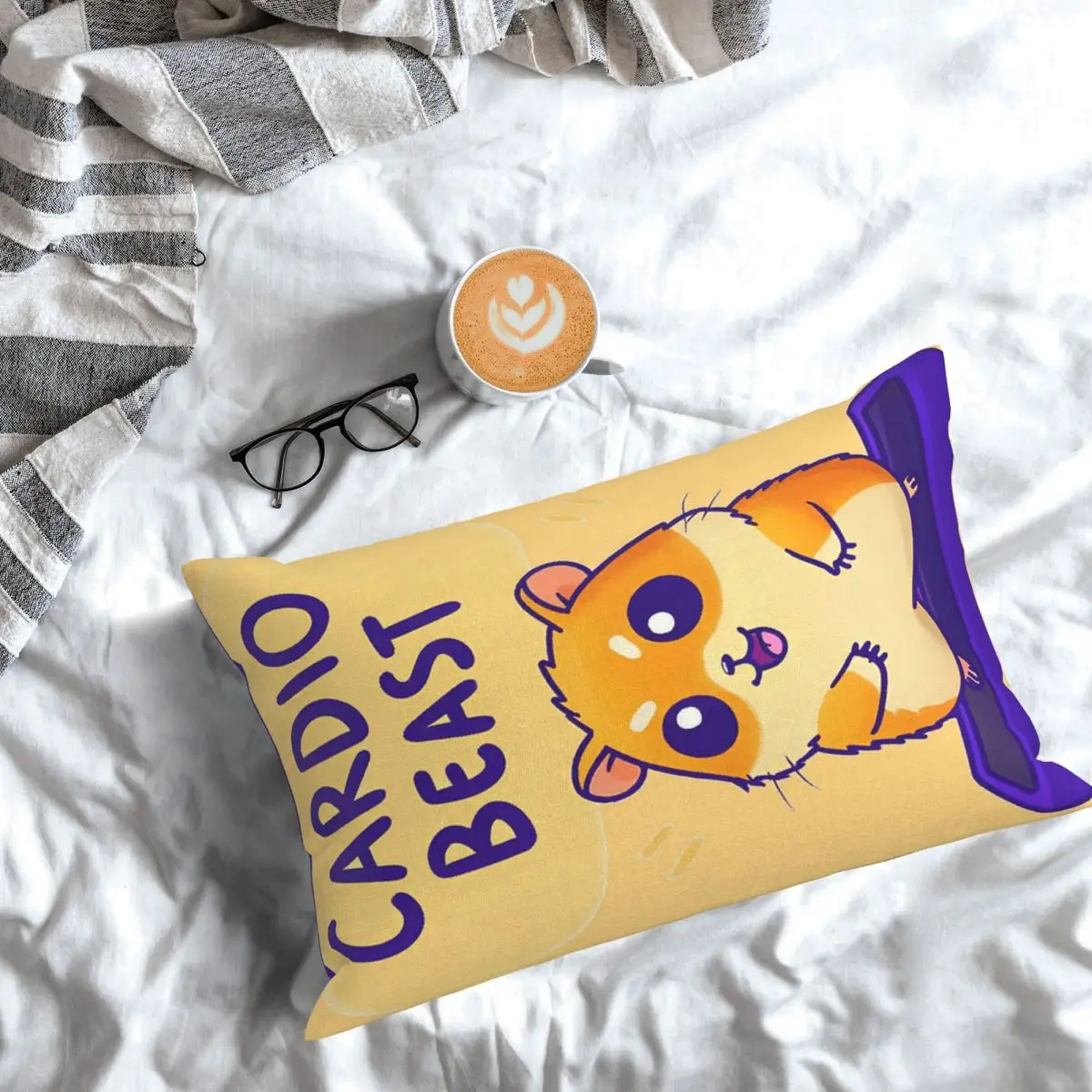 Cardio Beast Hamster Workout Sticker Rectangle Pillowcase Cushion Cover Decor Bedroom Bed Home Comfort Throw Pillow