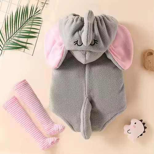 New Designer Cartoon Clothing Zip-up Hooded Romper + Stockings Baby Boy Clothes Baby Girl Casual Sets - Image 4