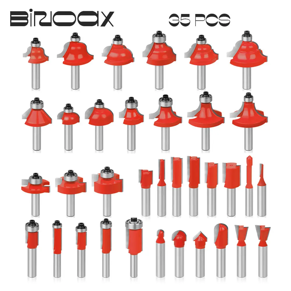 

Binoax 35pcs Router Bits Set 8mm Shank Tungsten Carbide CNC Router Bits For Woodworking Milling Cutter Set