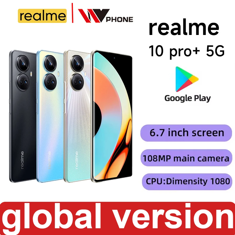 Realme 10 pro plus Android 5G Unlocked 6.7 inch 256G All Colours in Good Condition Original used phone