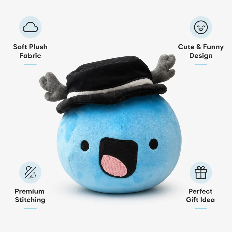 Game Monster Mart Water Ghost Plush Toy Cute Round Blue Soft Stuffed Game Peripheral Doll Creative Throw Pillow Home Decor Gift