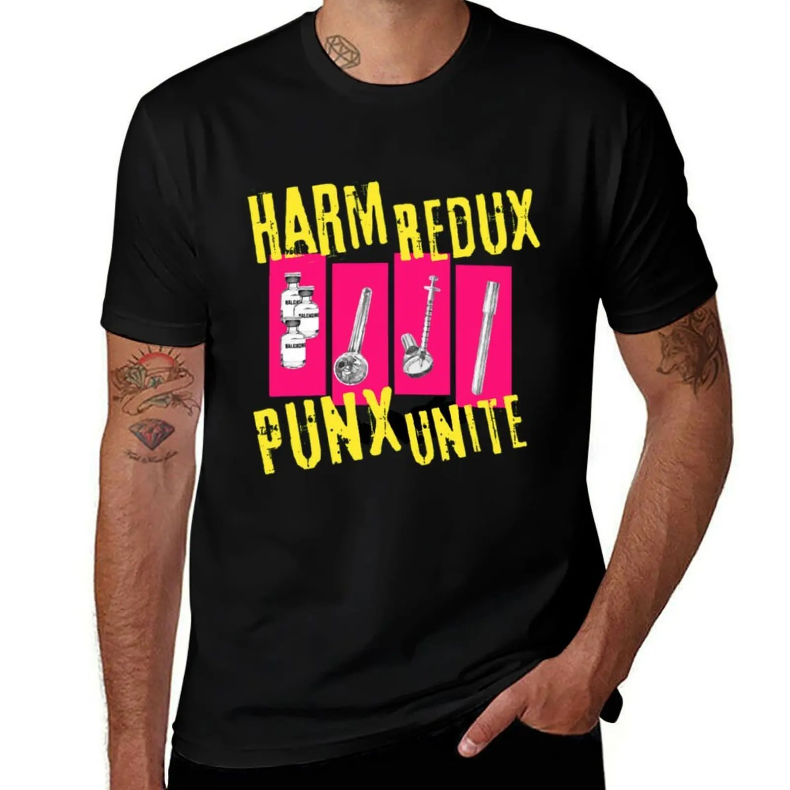 

HARM REDUX PUNX UNITE Active T-Shirt hippie clothes fashion shirts anime clothes t shirt men 100℅ cotton