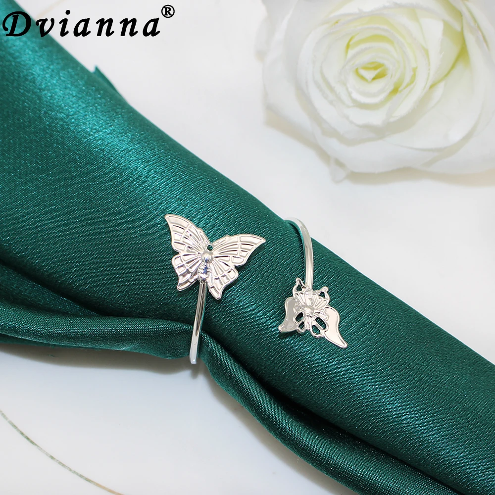 6Pcs Beautiful Butterfly Napkin Ring Silver Animal Napkin Holders Decorate Your Table to Create an Impressive Banquet for You