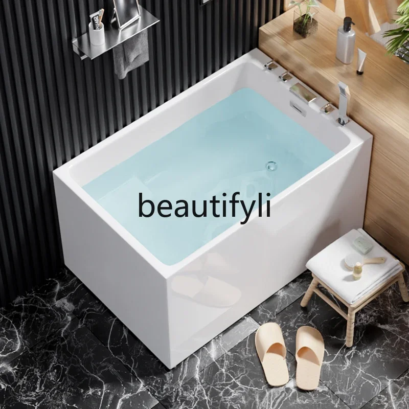 Acrylic integrated independent small apartment mini deepened narrow Japanese deep soaking stool bathtub D1089