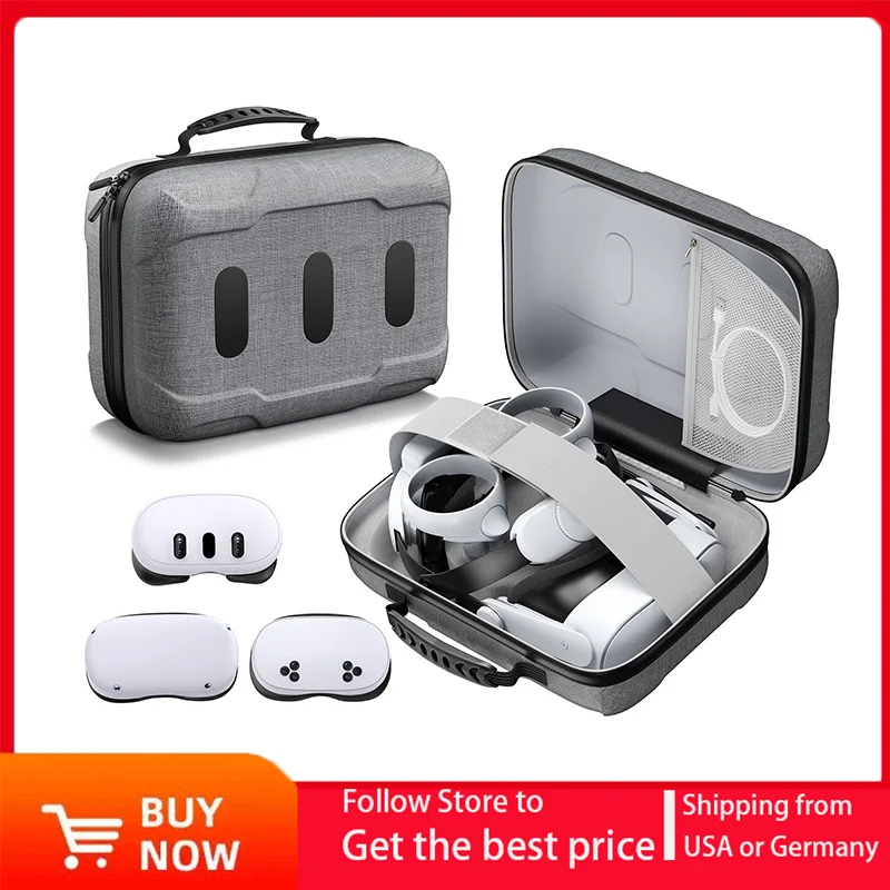 

Жесткий чехол BEBONCOOL для Meta Quest 3/3S/2/Vision Pro/Elite, дорожный чехол с ремешком для VR-гарнитуры и аксессуаров для контроллера