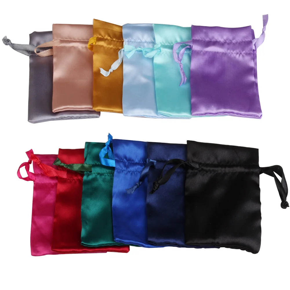 10/25/50pcs/lot Silk Jewelry Gift Bag Satin Drawstring Pouch For Wedding Party Candy Bag Luxury Jewelry Packing