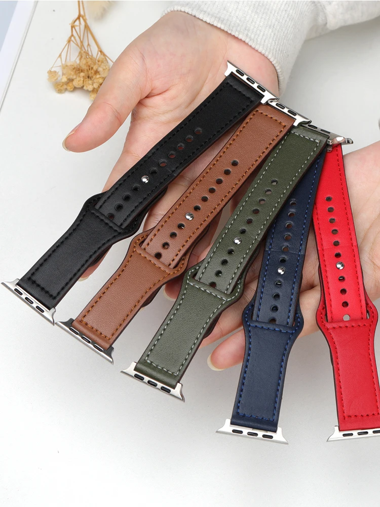 

Strap For Apple Watch Band 44mm 46mm 45mm 41mm 40mm 42mm Leather Correas Bracelet iWatch Series 11 10 9 8 7 6 SE Ultra 2 3 49mm