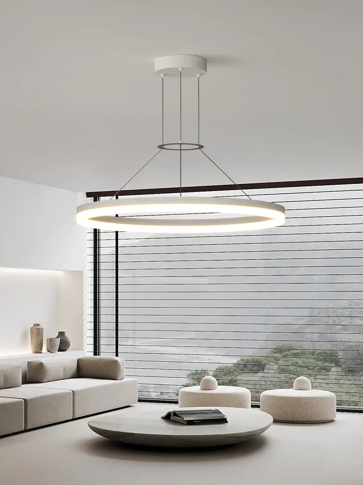 Moderne LED Runde Kronleuchter Nordic Weiß Ring Hängen Lampe Für Esszimmer Innen Minimalistischen Mitteltisch Hängen Lampe