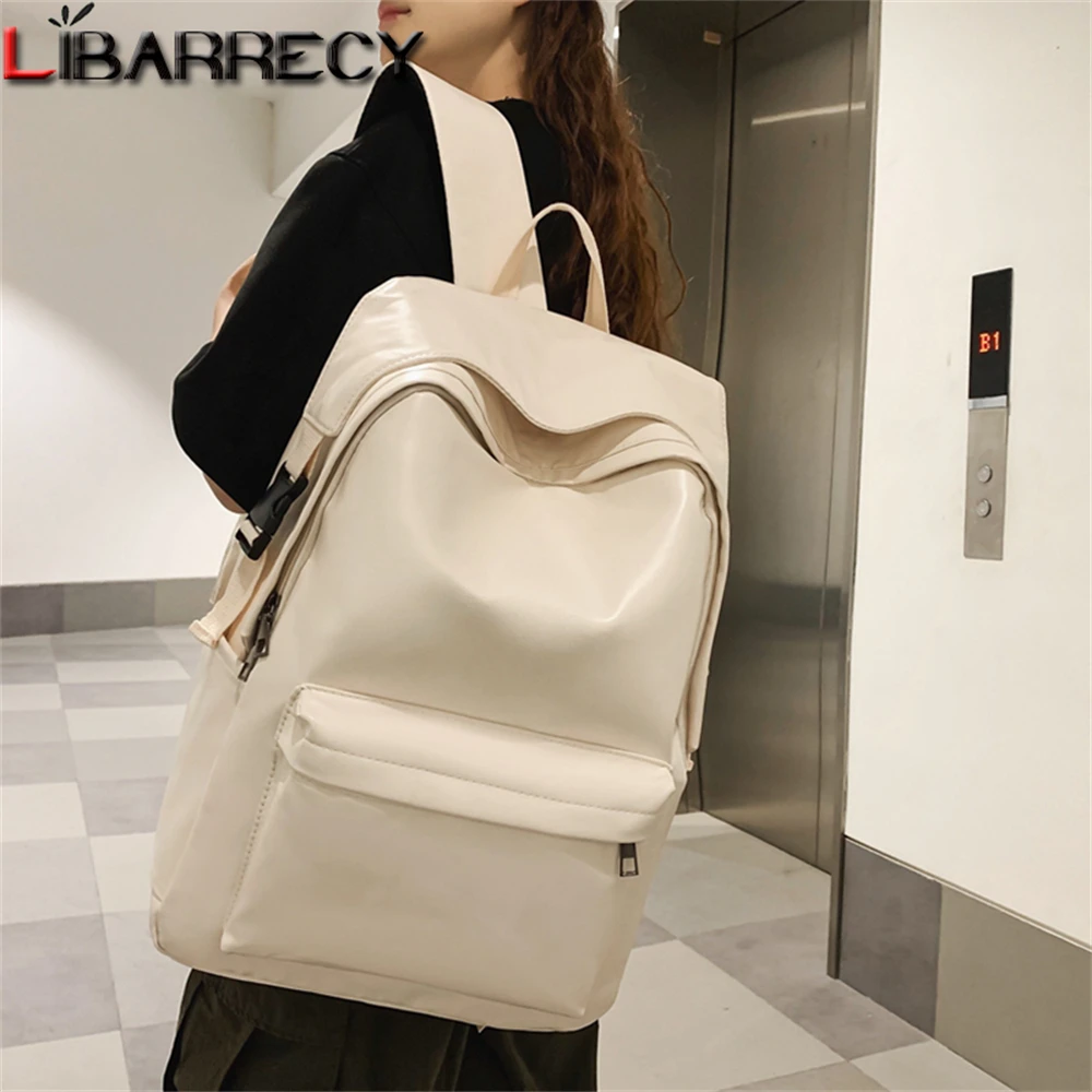 Luxury Designer Solid Color Ladies Backpack Large Capacity High Quality Leather Student Bag Fashion New Anti-theft Backpack Sac