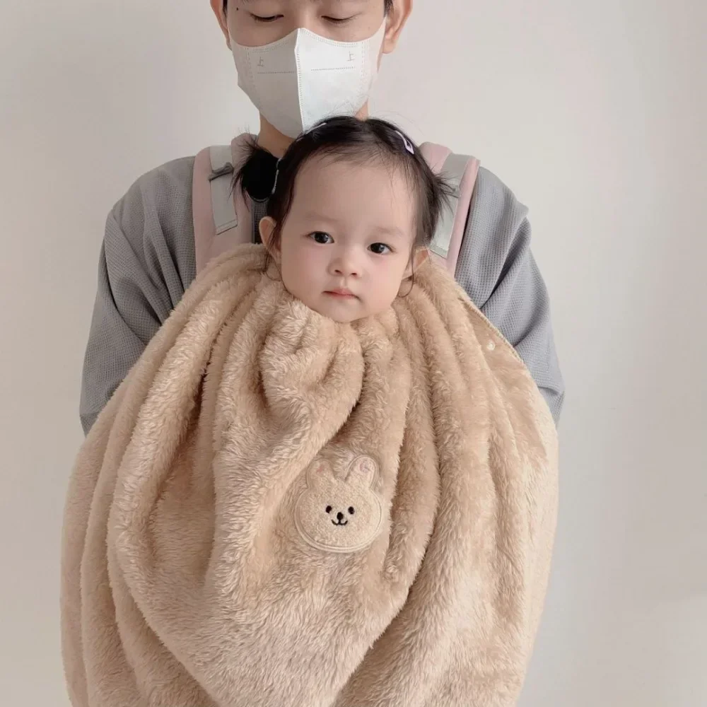 Winter Windproof Thickened Soft Flannel Baby Blanket with Elastic Band Buckle Cloak Stroller Cover Quilt Infant Cloak Nap Cover