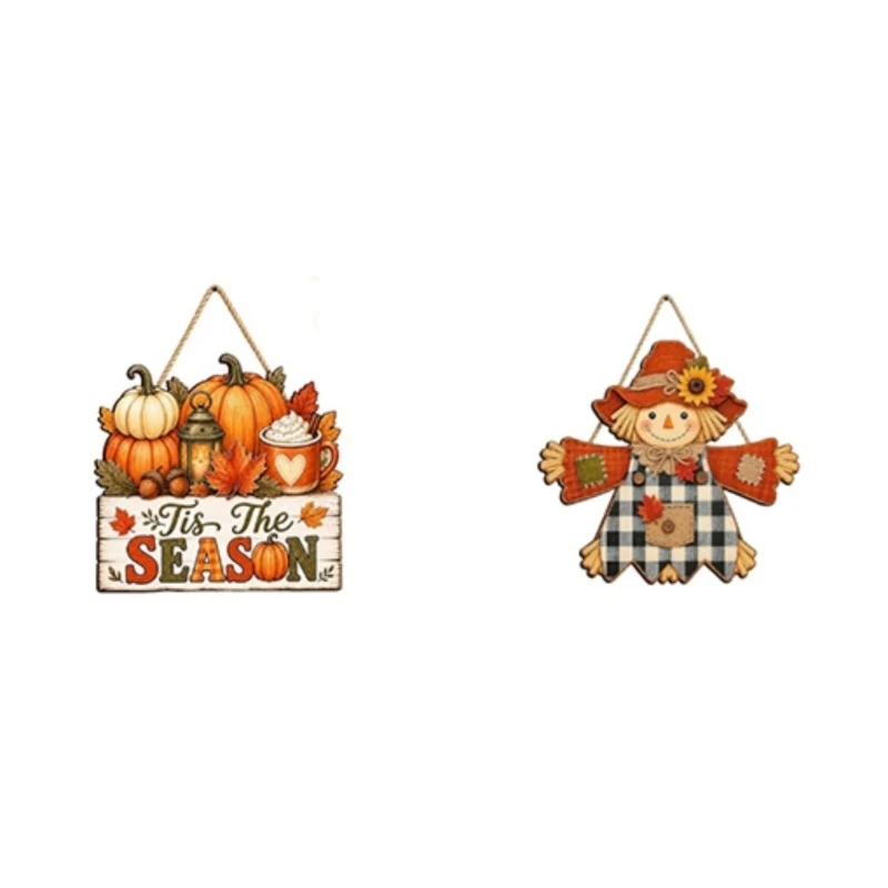 Fall Scarecrow Wooden Door Decoration Pumpkin Sign For Farmhouses Home 3XUFMöbel & Wohnen, Dekoration, Schilder & Tafeln! – Detail 1
