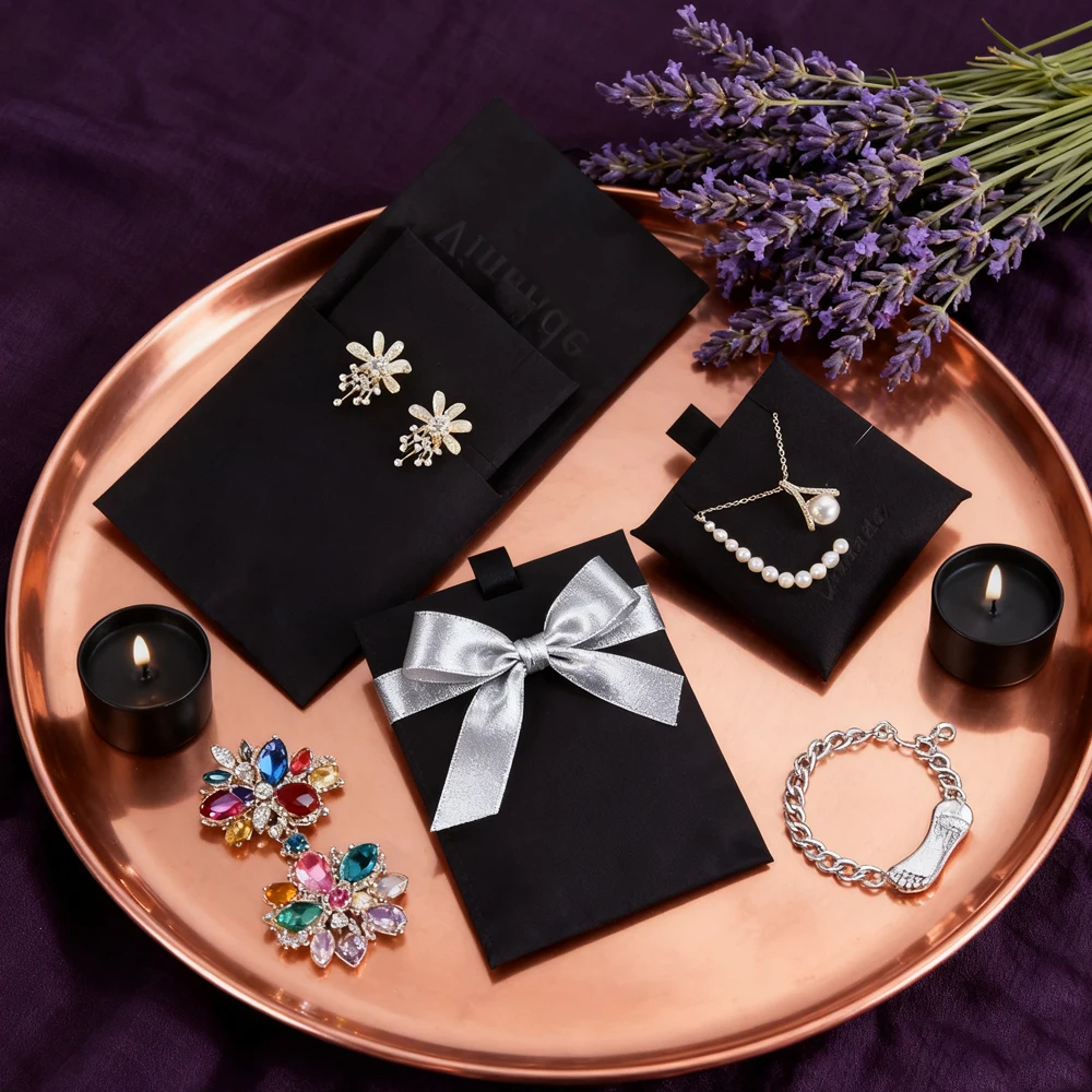 

Эко индивидуальный логотип с клапаном из микрофибры, замшевые ювелирные изделия, серьги, ожерелье, упаковка, подушечки для карточек, подарочная сумка, мешочек для ювелирных изделий