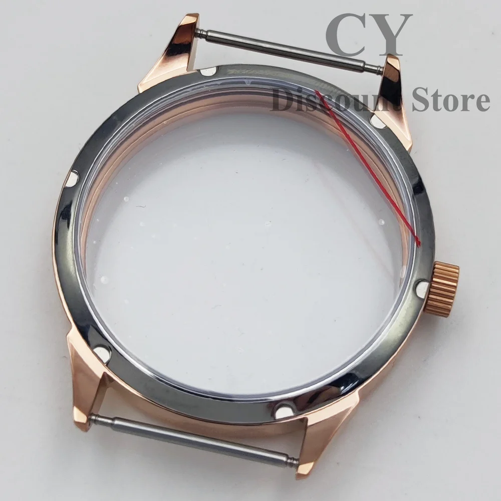 ETA6497 Watch Case 42mm Rose Gold Stainless Steel Watch Case fit ETA6497 6498 Seagull  ST3600 ST3620 ST36 Movement