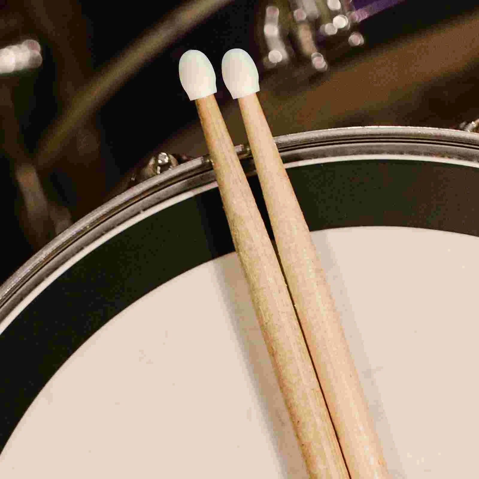 10 Pcs Drum Stick Head Protective Cover Silicone Rubber Sleeve Accessories (white) Pack Drumstick Practice Tips Mute Silica Gel