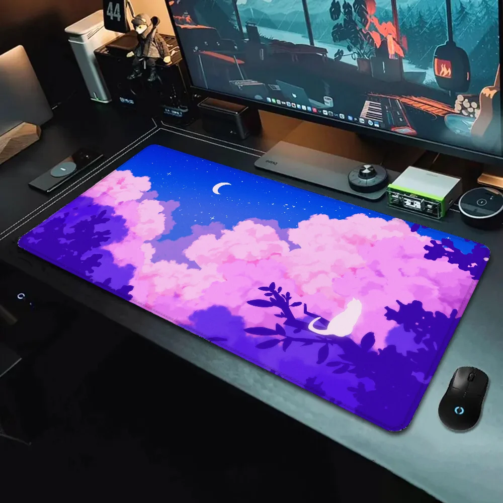 

Cute Xxl Mouse Pad Large Non-Slip Desk Mat Computer Desks Gamer Cabinet Games Gaming Accessories Mousepad Neko Keyboard Mats