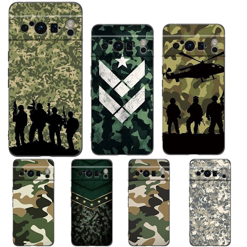 Camouflage Camo Militär Armee Telefon Fall Für Google Pixel 9 8 7 6 Pro XL 8A 6A 7A 5G weiche
