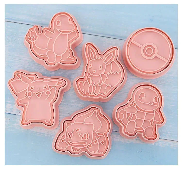 Pokemon New 6pcs/Set Figures Cookie Cutters Cartoon DIY Bakery Mold Biscuit Press Stamp Embosser Sugar Pasty Cake Mould Toys