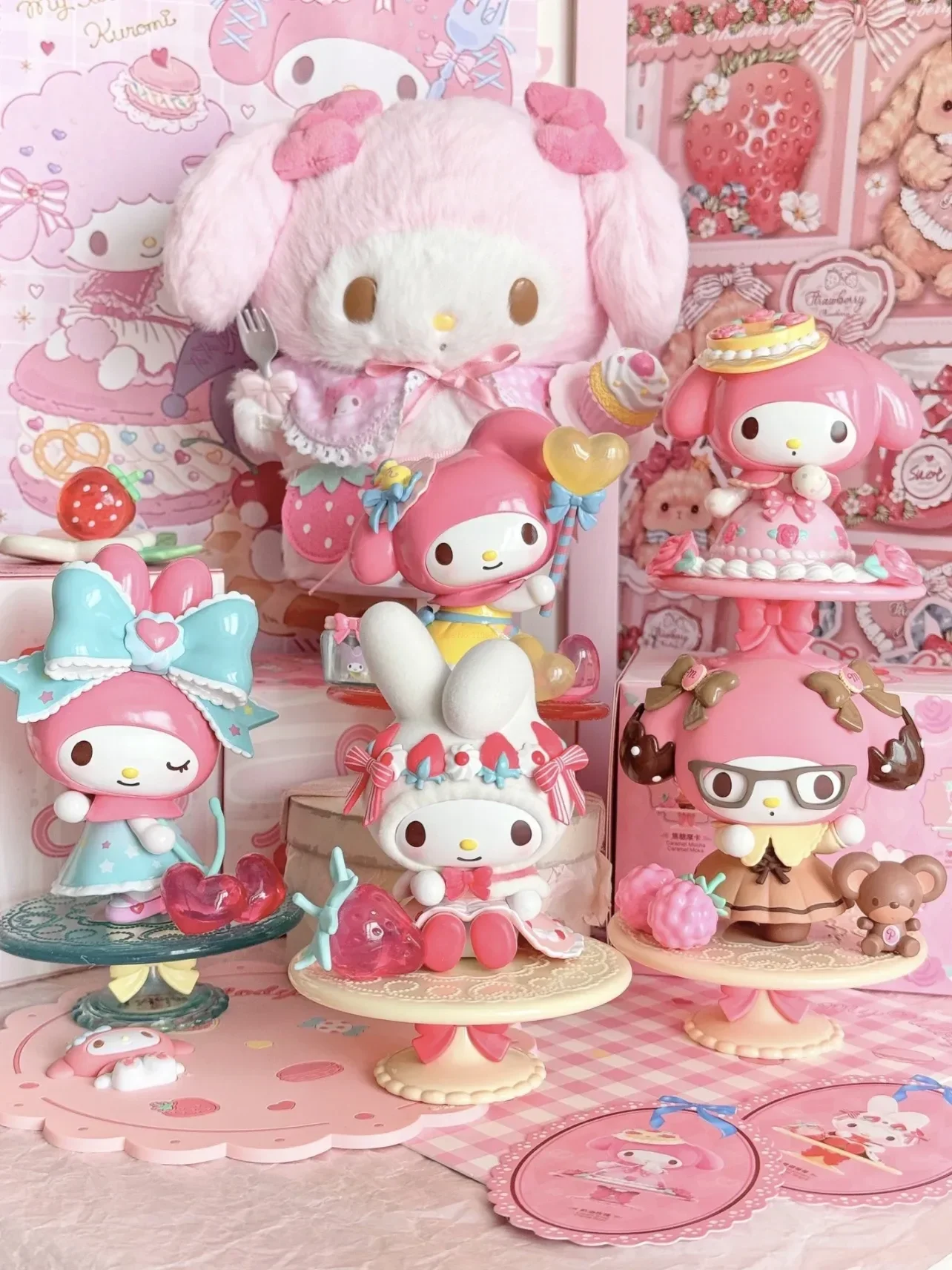 

Милый Sanrio My Melody, украшение для послеобеденного чая, мультяшная милая фигурка, загадочная коробка, детская игрушка, подарок для девочки