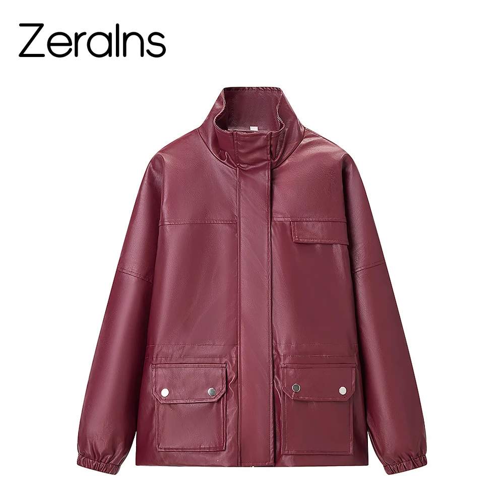 

ZERAINS осенняя новая женская одежда, модная темпераментная повседневная повседневная простая и универсальная трендовая кожаная куртка