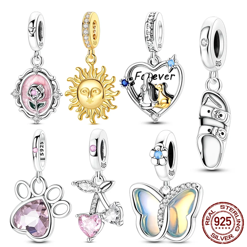 

Оригинальные подвески, подвески из стерлингового серебра 925 пробы, солнце, роза, бабочка, вишня, подвески, подходят для изготовления браслетов, очаровательные ювелирные изделия, женский подарок