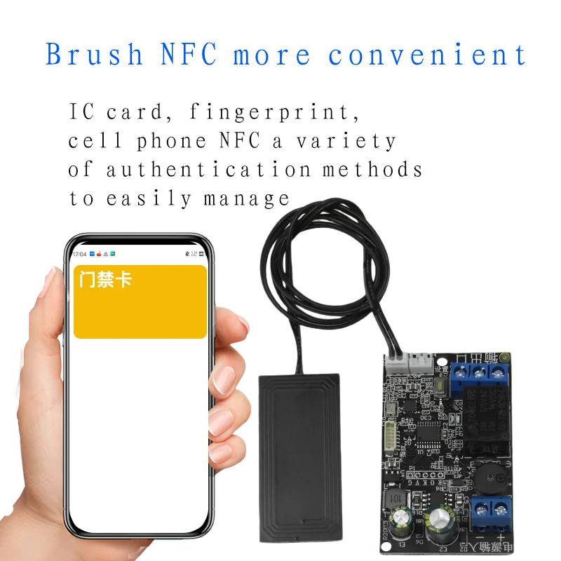 Fingerprint Recognition Control Board Cell Phone NFC Induction Relay Motherboard IC Card DC12V Bicycle Battery Car