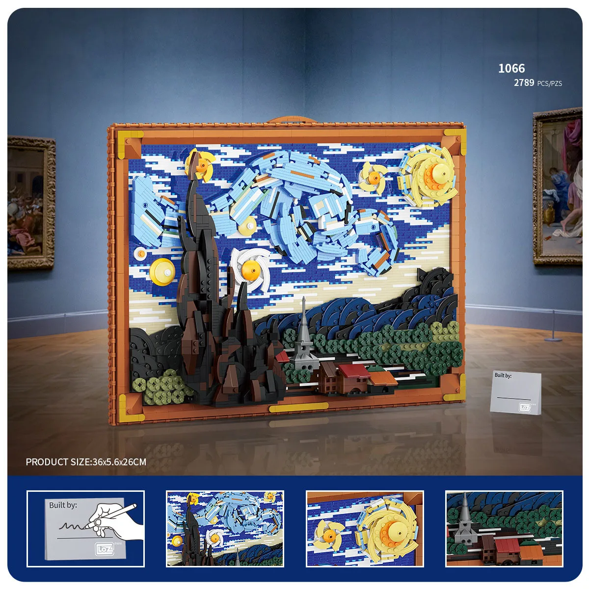 World Famous Van Gogh Paintings Micro Diamond Block Netherlands Toys The Starry Night Collection Mini Building Brick With Light