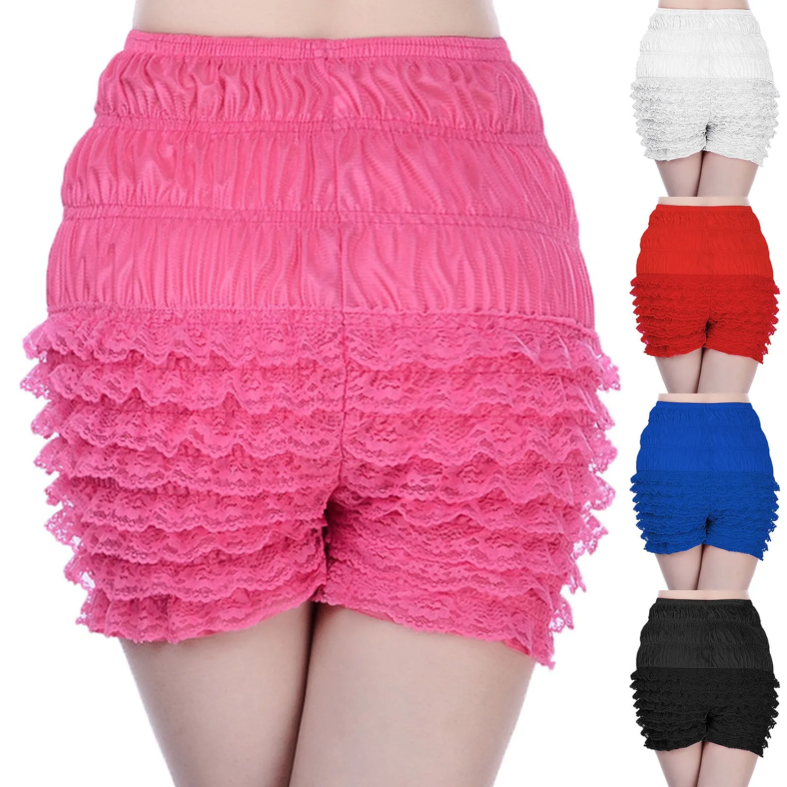 Sexy Womens Ruffle Summer Casual Shorts Bloomer Lace Sissy Stretch Frilly Knickers Layered Boyshort Womens Clubwear Dance Shorts