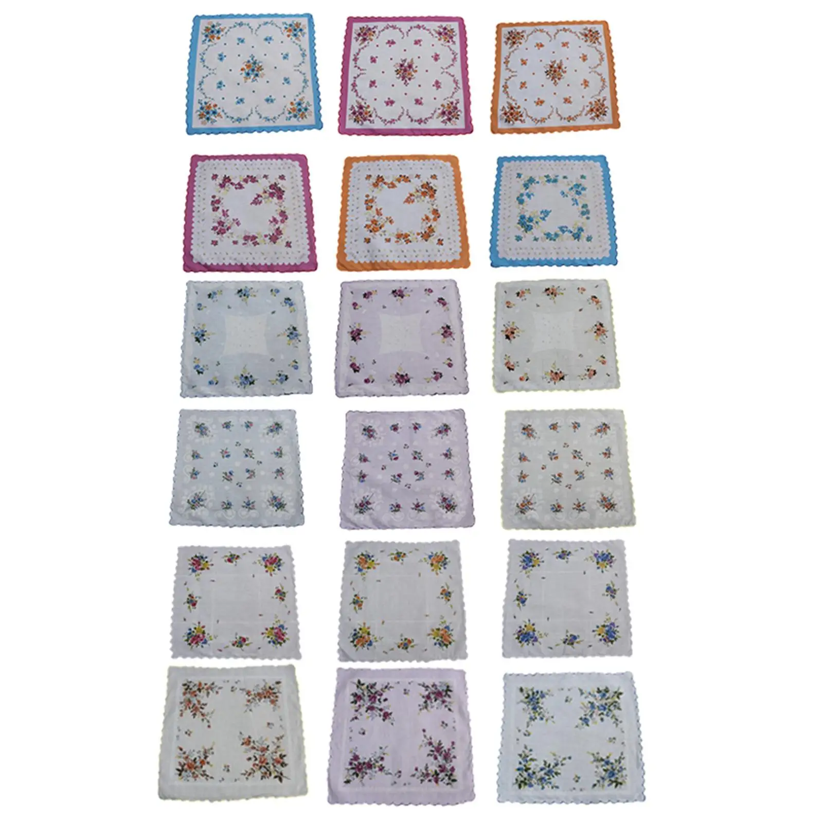 Fazzoletto Quadrato in Cotone Floreale Ricamato per Signore, Ideale per Matrimoni, Lauree e Tea Party