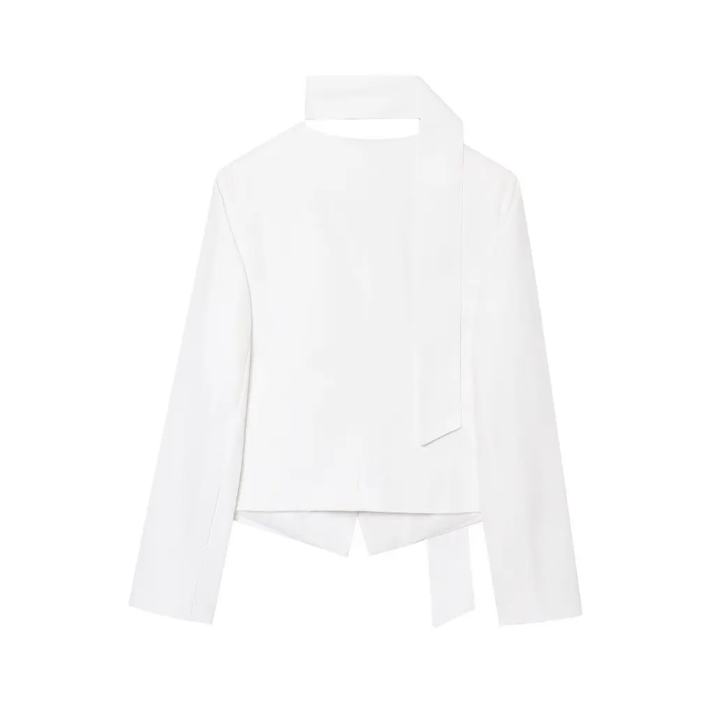 Uc&Za Women's Elegant Scarf Collar Slim Ribbon Small Suit Jacket European And American Style Fashion New Clothing