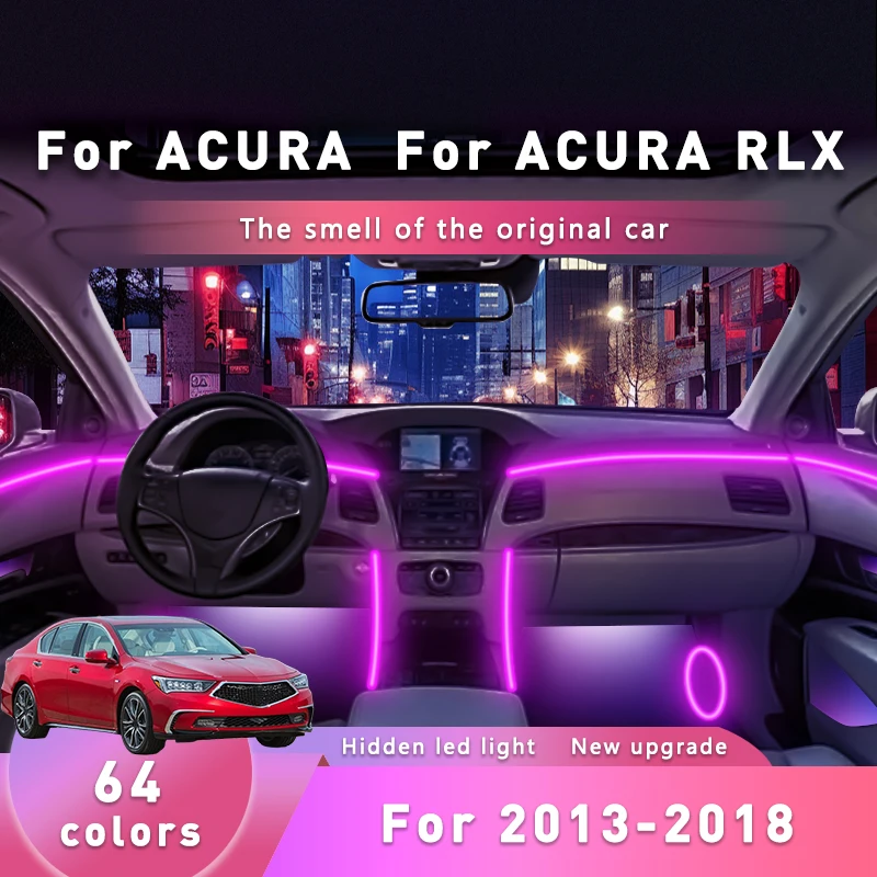 

Для ACURA RLX Для 2013-2018 гг. Окружающее освещение салона автомобиля с управлением через Bluetooth Киберпанк Автомобильное окружающее освещение Легко установить