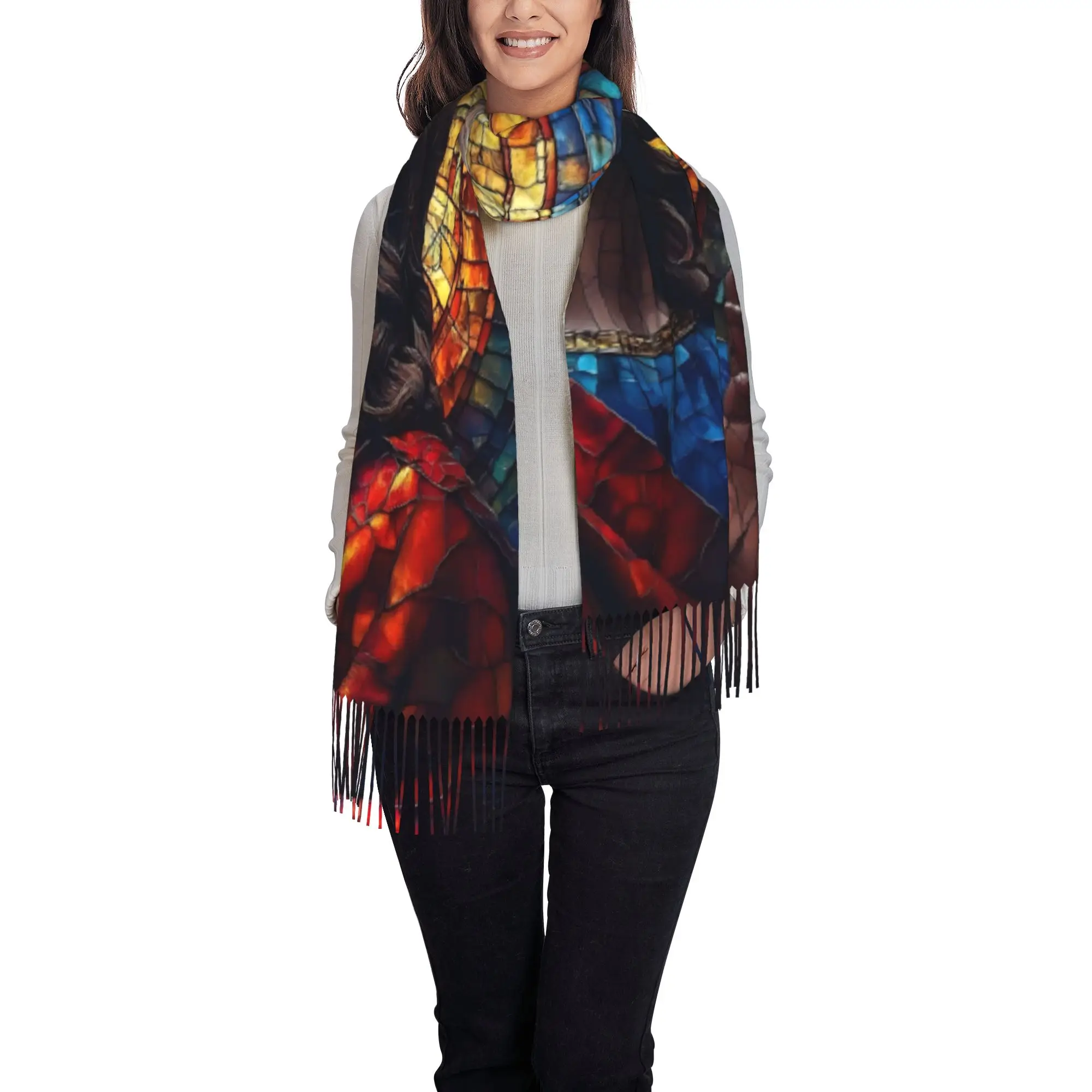 1 PC Jesus Christ Religious Pattern Autumn Scarf Women Winter Pashmina Shawls Warm Blanket Wraps  Female Thick Scarves