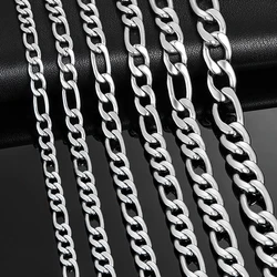 3mm-11.5mm Widt Stainless Steel Figaro Link Chain Classic Curb Necklace Sliver Color for Men Women Jewelry 14 to 40 Inches