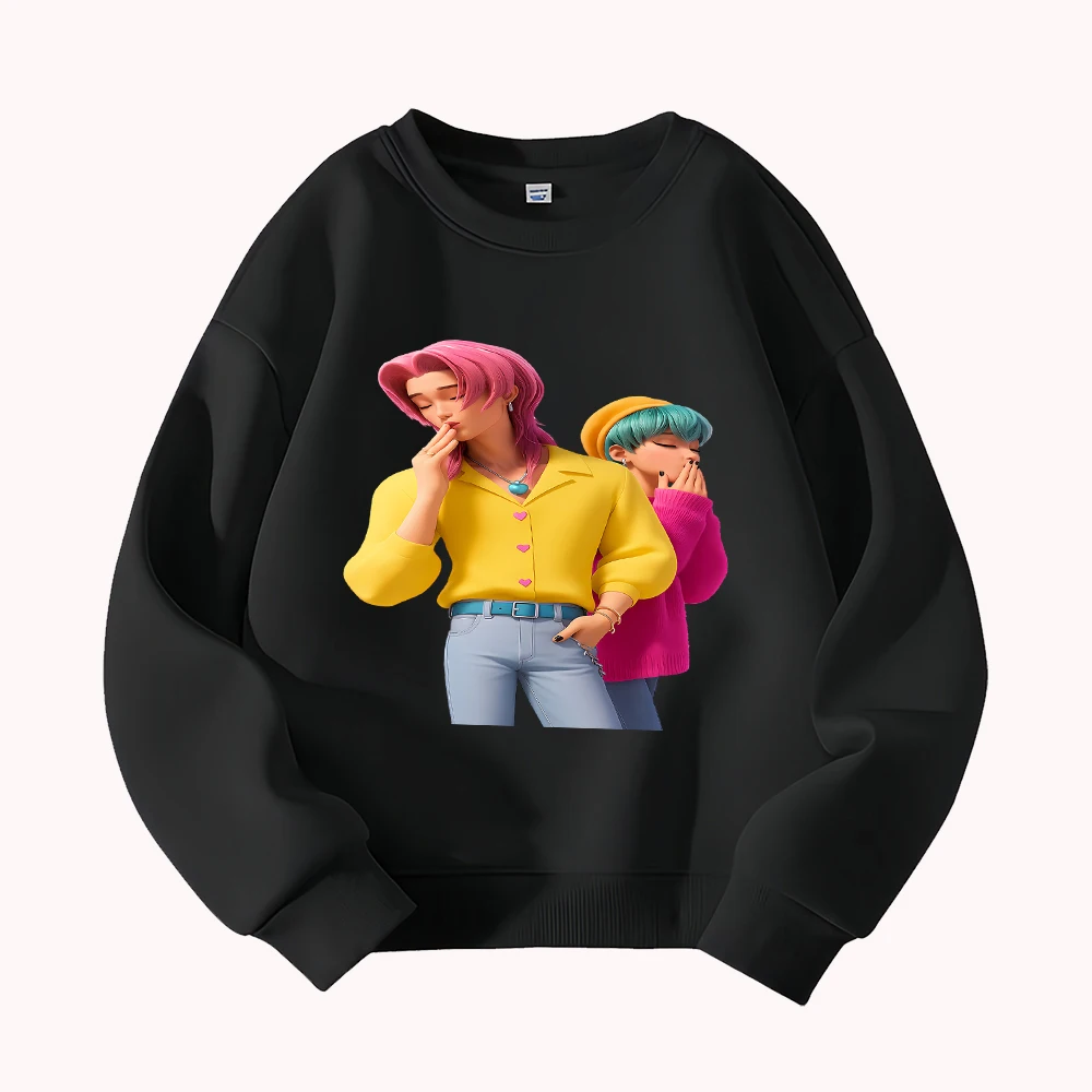 Cartoon karakter print ronde hals sweatshirt voor dames heren casual losse pasvorm lange mouw trui mode streetwear