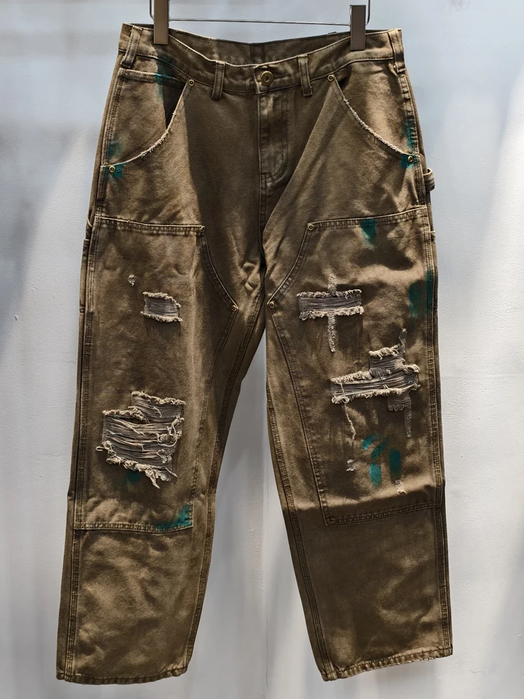 

Джинсы Saint Louis American High Street Casual свободного кроя с прямым низом, винтажные, с эффектом потертости, летние, хлопковые