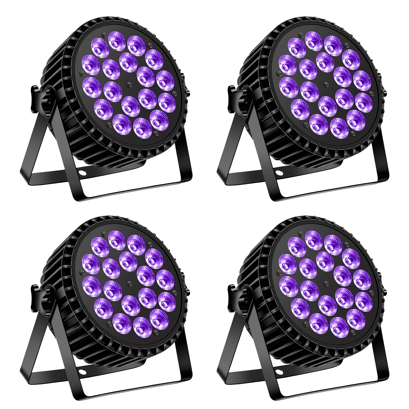 Yiflamefly 4Pcs 108W Par Lights18X8W RGBW LED DJ Can Light Stage Light DMX Sound Activated  For DJ Disco Club Wedding Party