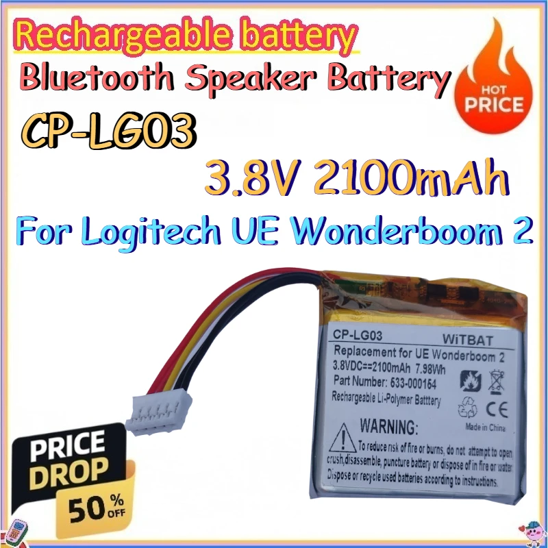 

CP-LG03 3.8V 2100mAh Bluetooth Speaker Battery for Logitech UE Wonderboom 2 Replace Lithium - Ion Batteries