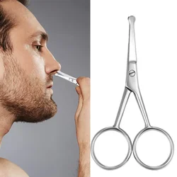 Facial Hair Scissors Rounded Pro Stainless Steel Mustache Nose Hair Beard Eyebrows Eyelashes Trimming Multifunctional Clippers