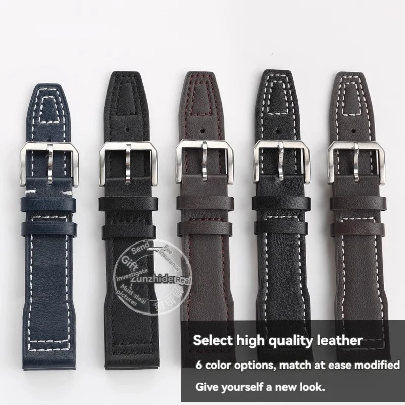 For IWC Pilots Little Prince Mark 18 Series Bronze Spitfire Fighter Strap 20mm 21mm Cowhide Bracelet Men Calfskin Wristband