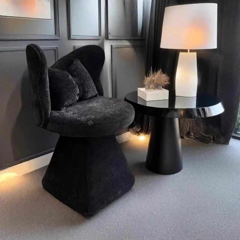 

French Vanity Stool with Backrest Swivel Makeup Chair for Dressing Room Velvet Upholstered Designer Seat Elegant Bedroom Stools