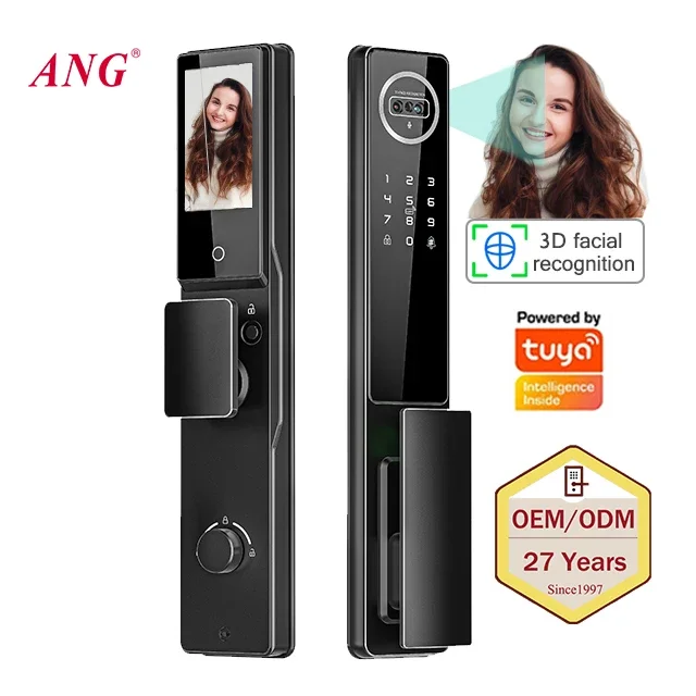 Security Fingerprint Face Id Biometric Lock 6068 Mortise Digital Lock Tuya Wifi 3D Face Recognition Door Lock Smart