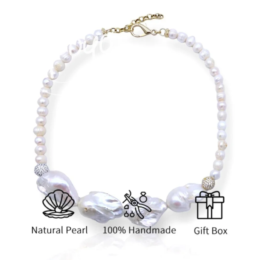 

MYSOYA 8-9 мм и 14-16 мм ожерелье с пресноводным жемчугом в стиле барокко, подарочная коробка, идеальный подарок на свадьбу, день рождения, Рождество, Новый год