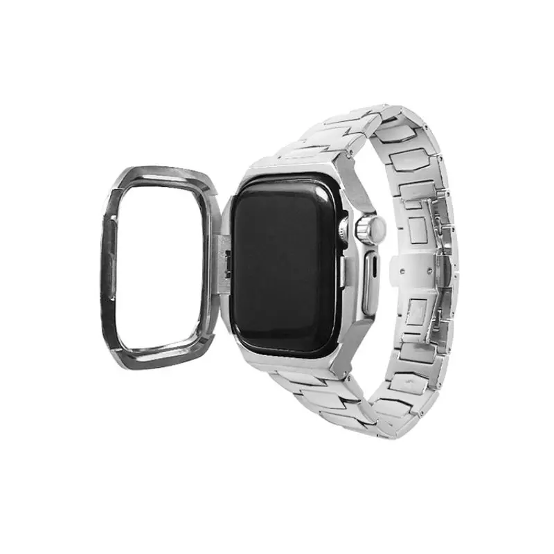 Montre intelligente en acier inoxydable pour homme cool, design classique Hatch, style Nautilus, kit de modification pour boîtier Apple Watch, mode, 45mm