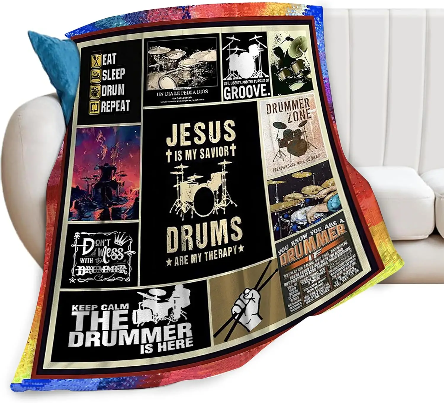 

Funny Drummer Throw Blanket Gift for Music Lovers Band Gift Fleece Throw Cozy Plush Blanket for Boy Girl Musician Therapy Gift I